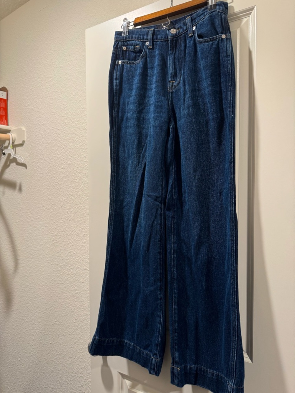 7 For All Mankind Dark Blue Wide Leg Jeans